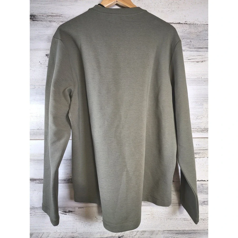 The Commons Sweater Women Large Olive Green Ottoman Texture Crewneck Ribbed NWT